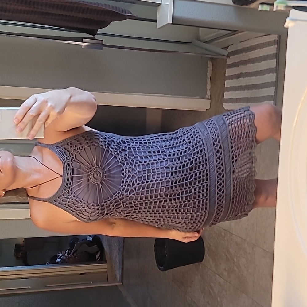 STUNNING GREY CROCHET STRETCHY DRESS